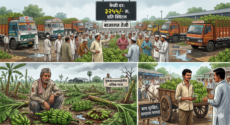 “केळी बाजारात तेजी, पण शेतकऱ्यांच्या चेहऱ्यावर निराशा; भाववाढीपेक्षा नुकसानभरपाईचीच अधिक गरज”