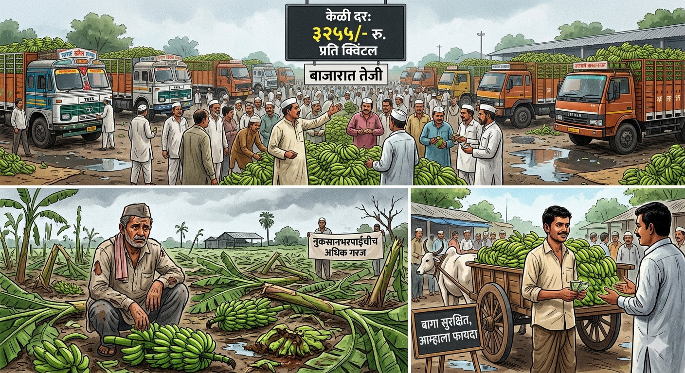 “केळी बाजारात तेजी, पण शेतकऱ्यांच्या चेहऱ्यावर निराशा; भाववाढीपेक्षा नुकसानभरपाईचीच अधिक गरज”