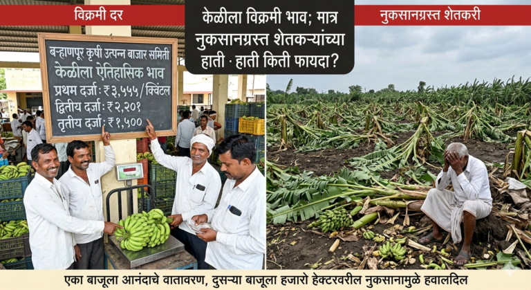 केळीला आतापर्यंतचा उच्चांकी दर; मात्र नुकसानग्रस्त शेतकऱ्यांच्या हाती फायदा किती